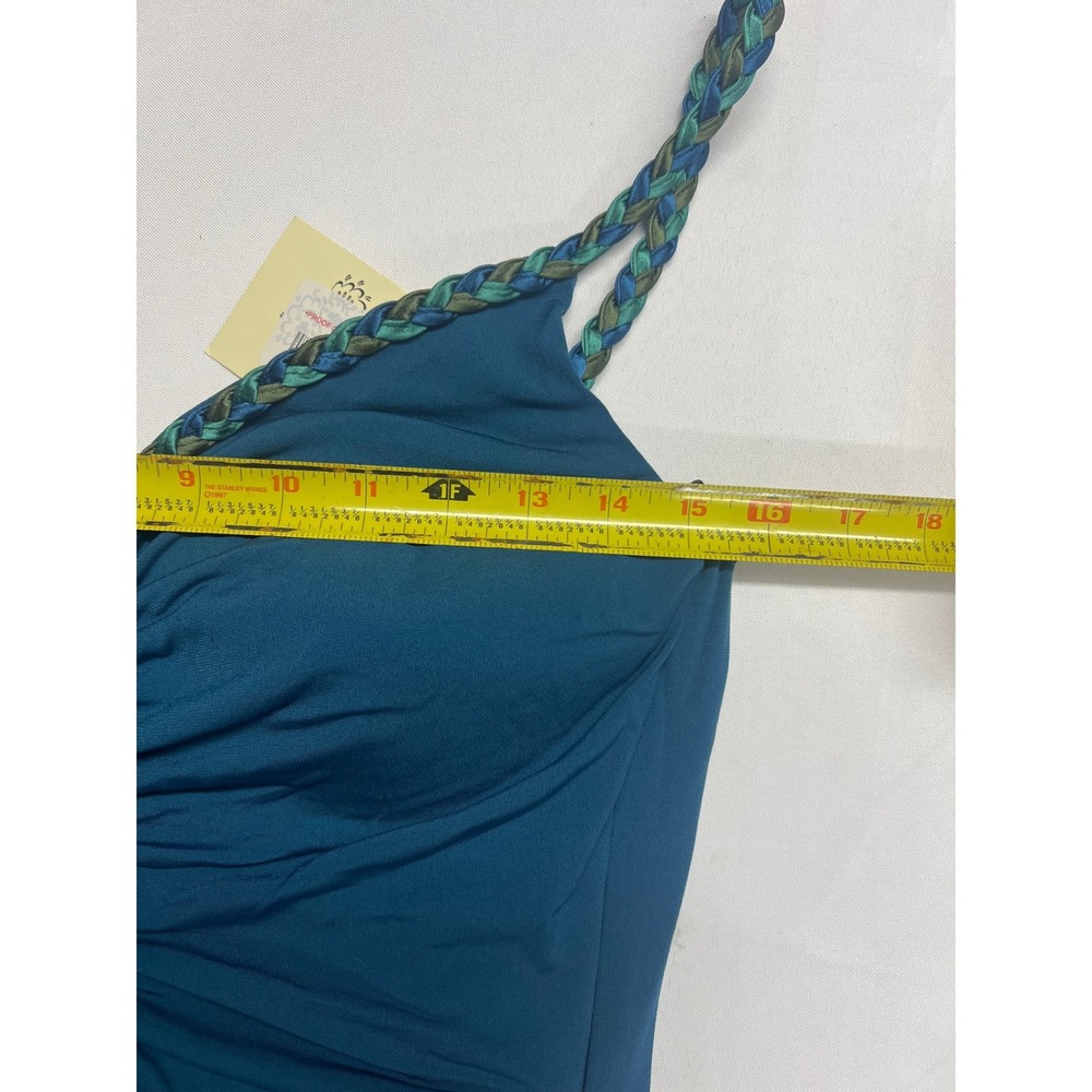 NWT Teal Ruched Handkerchief Hem Boho Midi Dress Size 14 Flirty Fairy - Picture 9 of 16